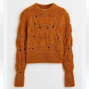 H&M Knit Sweater | Wool Alpaca Blend Distressed Design Fuzzy Unique Sz M